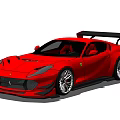 Red Modified Ferrari Sports Car With Rear Spoiler And Sporty Aerodynamic Design