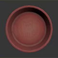 Red Bowl Shaped Sculptural Carving With Hand Carved Textured Surface Artistic Decorative Piece