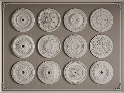 Decorative Ceiling Medallions With Various Ornamental Patterns For Home Decoration 3d model