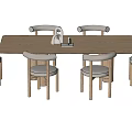 Modern Wooden Dining Table Set With Upholstered Chairs And Rectangular Top 3d model