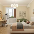Cozy Modern Apartment Interior With Bed Sofa TV Desk Plants Window Chandelier And Wooden Floor