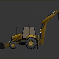 Yellow Backhoe Loader Construction Equipment Featuring Front Loader Bucket Rear Excavator Arm And Operator Cab 3d model