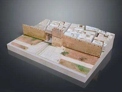Ancient Fortress Model With Tower Walls Inner Buildings And Pathways Layout Design 3d model