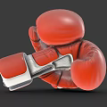 Red Leather Boxing Gloves With White Strap Closure And Training Gear Design 3d model