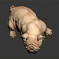 Cute Light Brown French Bulldog Puppy Sitting Calmly On Reflective Smooth Gray Surface
