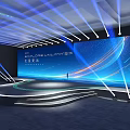 Explore Unlimited Themed Stage With Blue Ceiling Lights And Starry Backdrop