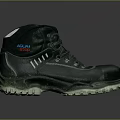 Black Safety Shoes With Lace Up Design White Stripes And Durable Protective Sole