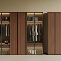 Modern Wardrobe Combination Design With Glass Doors Wooden Panels And Internal Storage Solutions