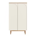 Modern Storage Cabinet With White Double Doors Wooden Side Panels And Legs