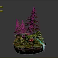 Mini Natural Forest Scene With Pine Trees Fallen Log Mushrooms Rocks And Waterfall