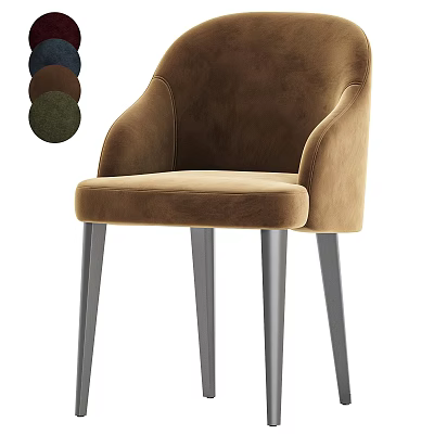 Brown Velvet Upholstered Accent Chair with Armrests Metal Legs and Color Options 3d model