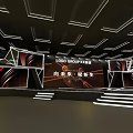 Modern Corporate Event Stage Featuring Large Screen Group Logo Audience Seats And Future Theme 3d model