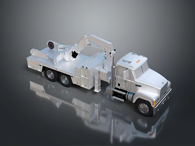 Silver Tow Truck For Roadside Rescue With Tow Arm And Wheels 3d model
