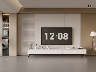 Modern TV Background Wall Modern Decoration TV Cabinet Balcony Cabinet Living Room Cabinet Wooden Decorative Background Wall 3d model