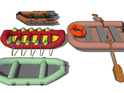 Variety Of Inflatable Yacht Designs For Water Activities 3d model