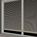 White Venetian Blinds on Modern Window Allowing Natural Light and Outdoor Greenery View