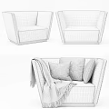 Stylish Modern Accent Chair with Decorative Pillows Soft Throw Blanket and Green Gray Color Options