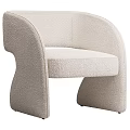Plush Beige Modern Leisure Chair With Curved Armrests And Unique Base