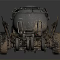Futuristic Off Road Utility Vehicle With Robotic Arms Large Tires And Metallic Body