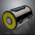 Industrial Cylindrical Equipment Featuring Yellow End Blue Circular Windows And White Body