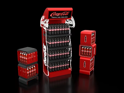 Coca Cola Red Display Shelves With Multiple Sizes For Beverage Products 3d model