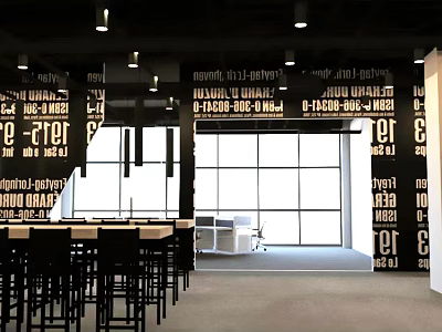 Modern Public Office Space With Open Layout Desk Chairs And Natural Light 3d model