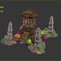 Altar Temple Shrine Hero Altar Cartoon Building Outdoor Items Realistic 3d model