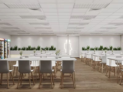 Modern Canteen Staff Canteen 3d model