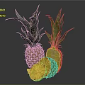 Fresh Whole Pineapple with Green Leaves and Sliced Yellow Flesh Displayed on Dark Background