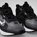 Black Gray Running Sneakers With White Logo Air Cushion Mesh Upper And Lace Up Design