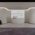 Soft White Tone Beauty Hair Salon Reception Interior With Curved Walls And Product Display Shelves