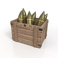 Wooden Crate Holding Green Conical Objects Featuring Yellow Stripes