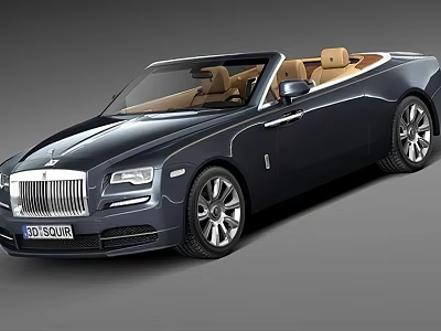 Dark Blue Rolls Royce Convertible With Brown Interior And Open Top Design 3d model