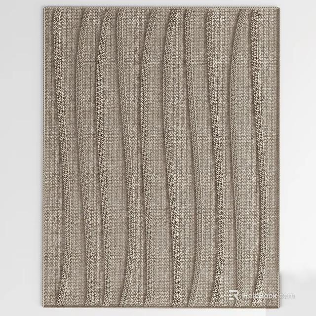 Modern Minimalist Woven Textured Wall Decor With Vertical Stripes And Beige Neutral Design 3d model 
