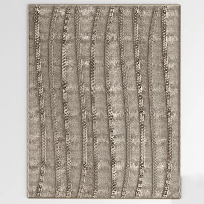 Modern Minimalist Woven Textured Wall Decor With Vertical Stripes And Beige Neutral Design 3d model