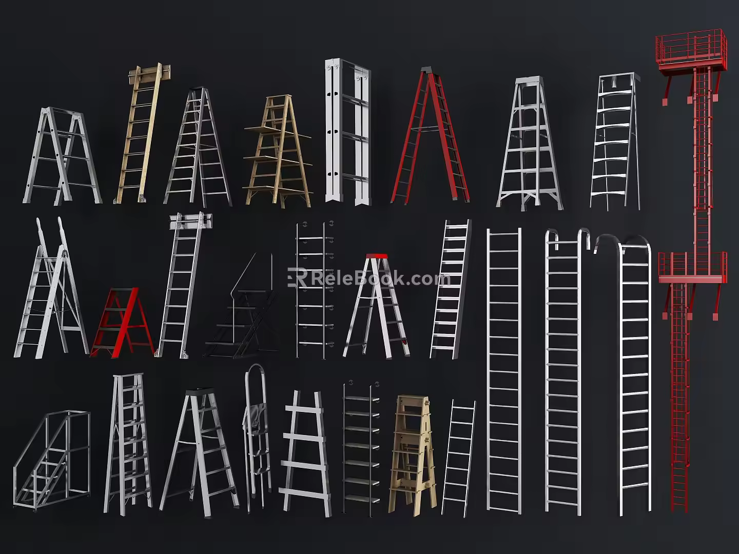 Modern Ladder Low Ladder Escalator Folding Ladder Safety Ladder Roller Ladder Climbing Ladder Escalator Decorative Ladder 3d model