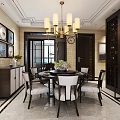 Traditional Chinese Restaurant Interior With Chandelier Dining Table And Decorative Paintings