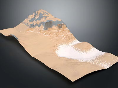 Realistic Garden Landscape Terrain Model with Rocky Hills Sandy Ground and Water Features 3d model