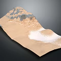 Realistic Garden Landscape Terrain Model with Rocky Hills Sandy Ground and Water Features
