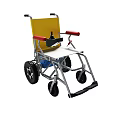 Electric Wheelchair With Yellow Seat Red Armrests And Black Wheels