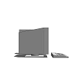 Simple Vintage Desktop Computer Setup With Monitor Tower And Keyboard