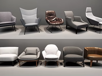 Stylish Single Sofa Collection with Modern Designs and Neutral Color Tones 3d model