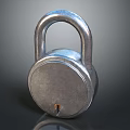 Silver Metal Padlock With Round Body And Keyhole For Secure Locking Purposes 3d model