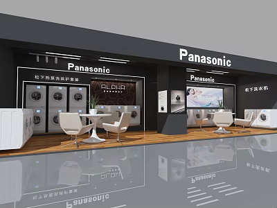 Panasonic Brand Store Interior With Displayed Products Seating Area And Digital Screens 3d model