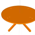 Orange Round Functional Table With Cross Legs Modern Minimalist Stylish Design 3d model