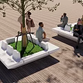 Modern tree pool tree pool seat 3d model