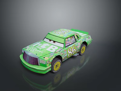 Green Race Car With Number 86 And Decorative Sponsor Logos 3d model