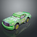Green Race Car With Number 86 And Decorative Sponsor Logos