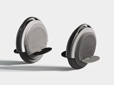 Modern Electric Unicycles With Sleek Black Gray Design And Foot Pedals 3d model