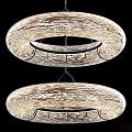 Modern Two Tiered Ring Pendant Light with Textured Surface and Soft Warm Light 3d model